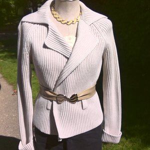 100% Cotton Tan Sweater Blazer Jacket